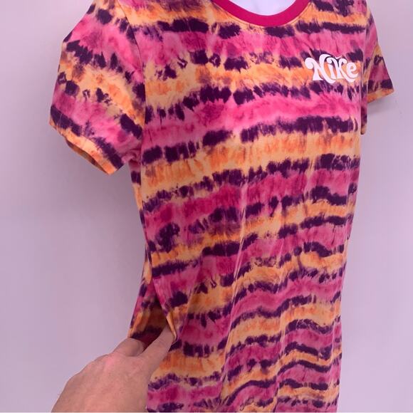Nike Tye Die Pink and Orange T-Shirt Dress W/ Pockets Girls Size L - Picture 4 of 9